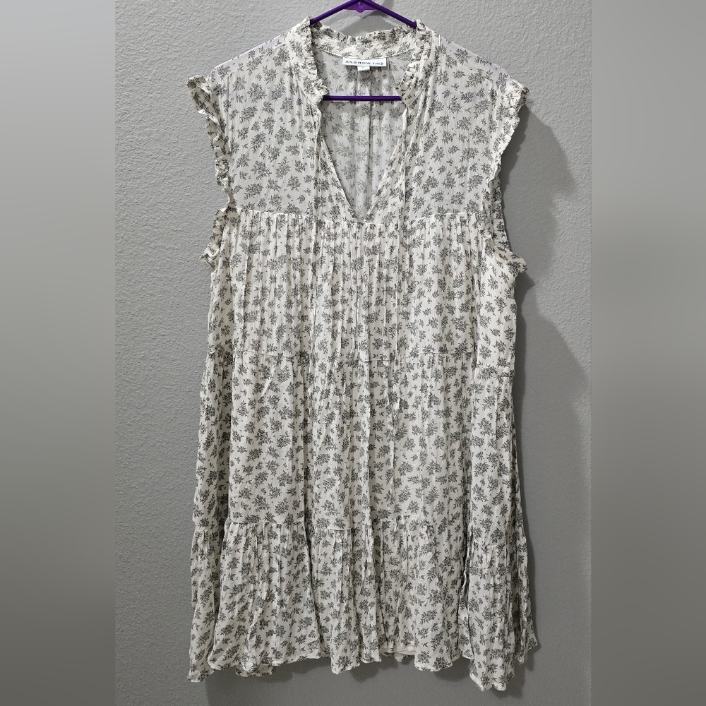 Floral Print Ruffle Sleeve To